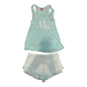 Betsey Johnson "Mrs." Blue/White Pajama Set, Small